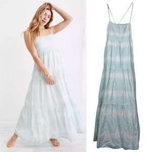 Aerie Tie Dye Stripe Tiered Cotton Spring Dress